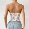 Women Bare Shoulder Y2K Crop Tops Printed Sleeveless Vest Woman Sexy Backless Slim Strapless Tank Tops Femme Fishbone Corset