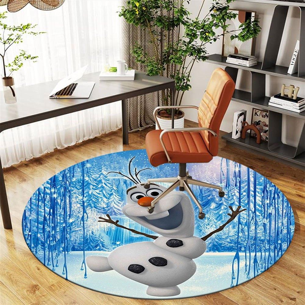 Olaf the Snowman Winter Wonderland StickerRound Non-Slip chair mat chair carpet for office Rugs for Office Decor Gift For Valentine's Day Mother's Day