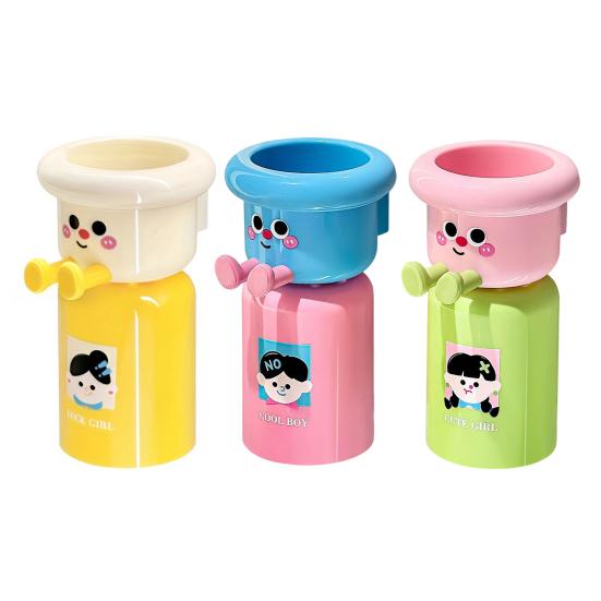 Cartoon Toothbrush Cup Holder Wall Mounted Storage Rack Space Saving Magnetic Upside Down Mouthwash Cups No-Drill Bathroom Organizer