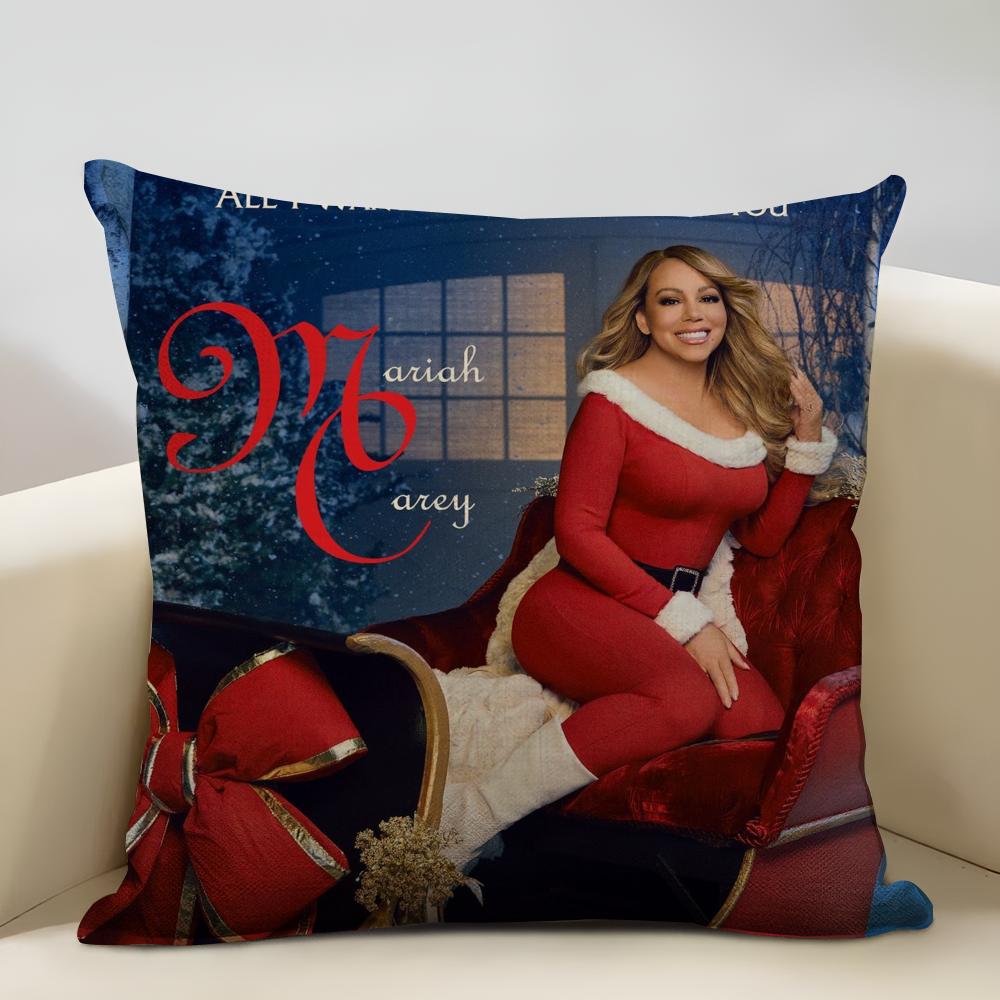 Рождественская песня MariahCarey Подушка Домашний Декор Льняная Наволочка для Диванной Подушки: Приятный к коже и дышащий