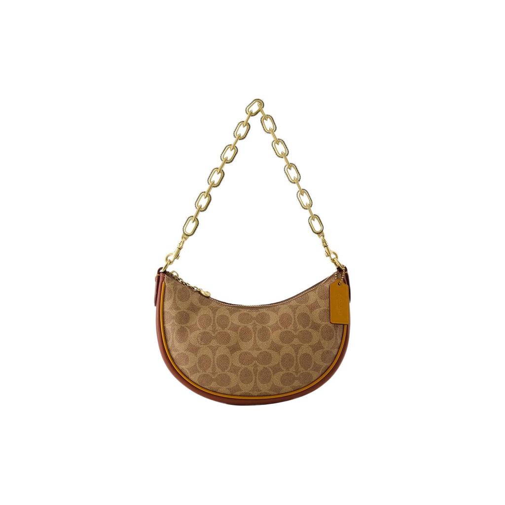 Coach Mira 24 Letter Print Faux Leather Tote Shoulder Bag Medium Women bags Brown CM582-B4NQ4