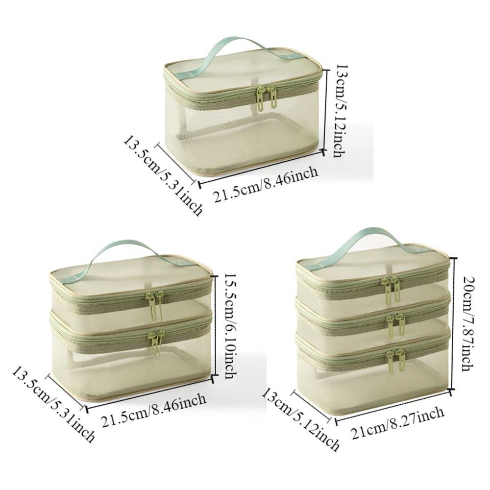 1/2/3 Layers Mesh Cosmetic Bags Zipper Perspective Makeup Bag Casual Cosmetic Storage Bag Women