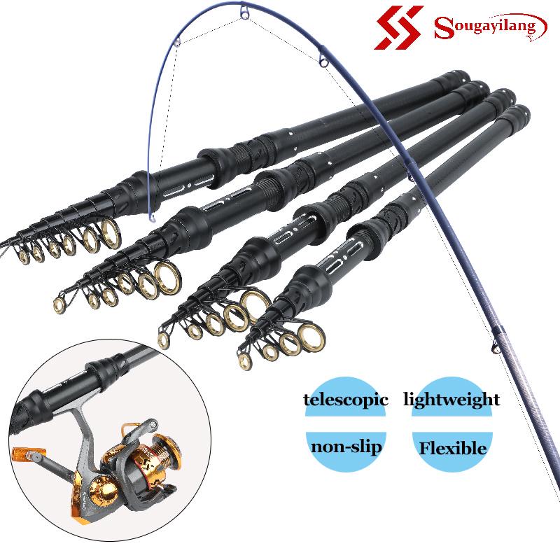 SOUGAYILANG Удочка из углеродного волокна, телескопическая удочка M Power, спиннинг, ручные рыболовные снасти, переносной светильник