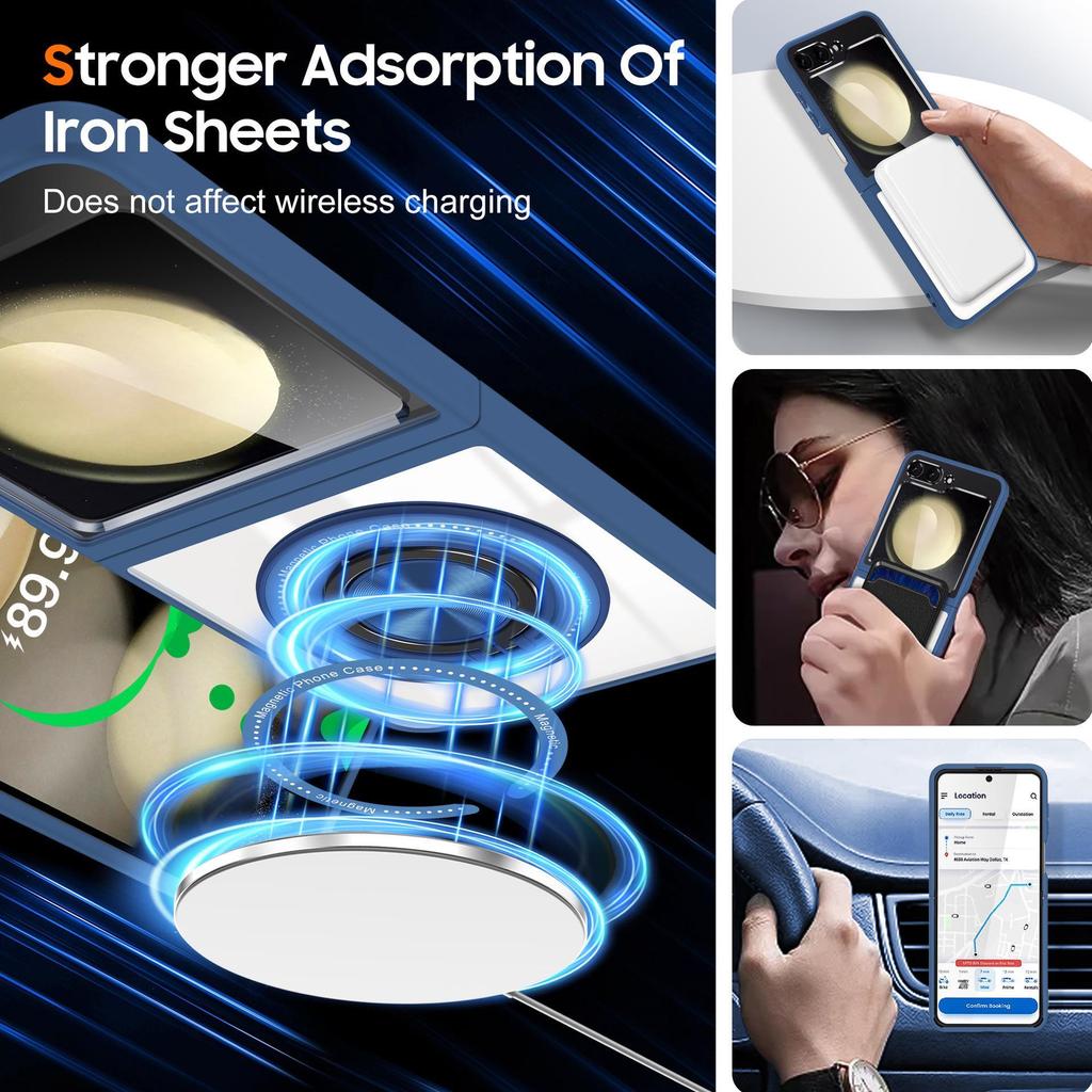 Samsung Z Flip7/6/5 360° Вращающийся Магнитный Прозрачный Чехол с Беспроводной Зарядкой и Защитой от Падений