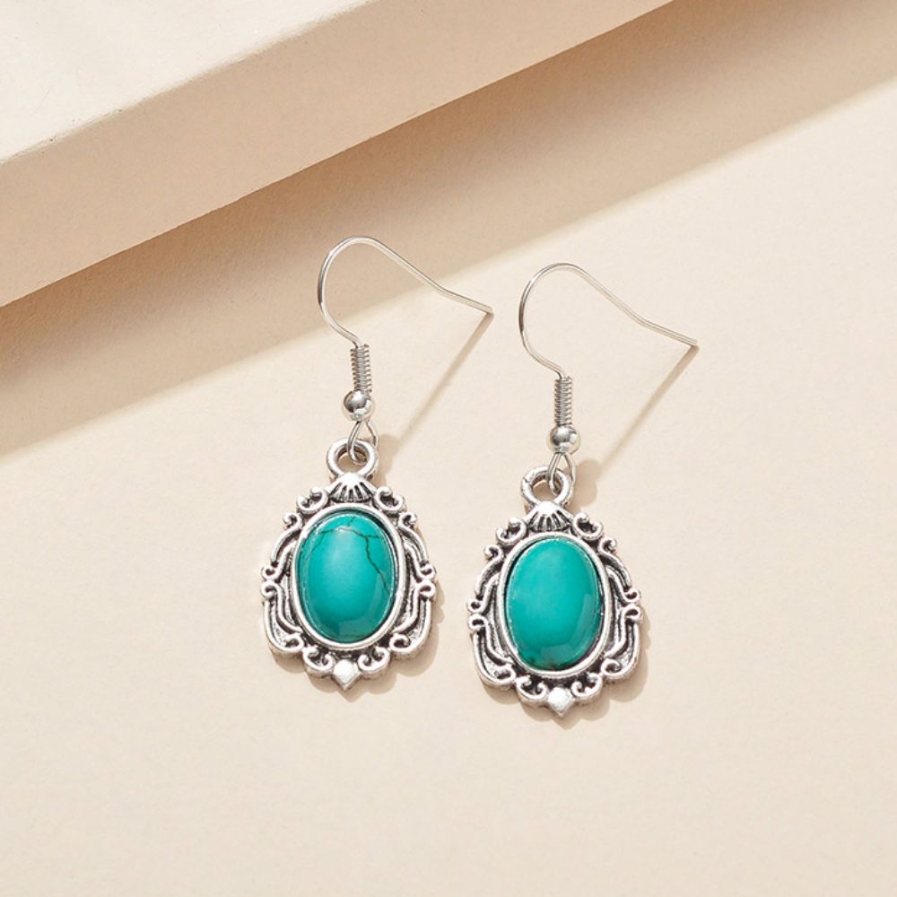 4Pcs/Set Electroplating Boho Turquoise Jewelry Set Vintage Women's Jewelry Set  Valentine's Day