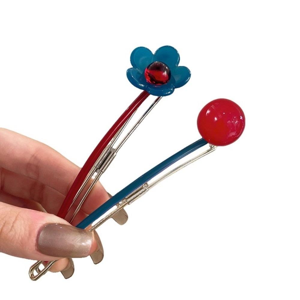 Candy Color Flower Hair Clip Colorful Bead Ponytail Hair Clip Hair Styling Tool Back Head Updo