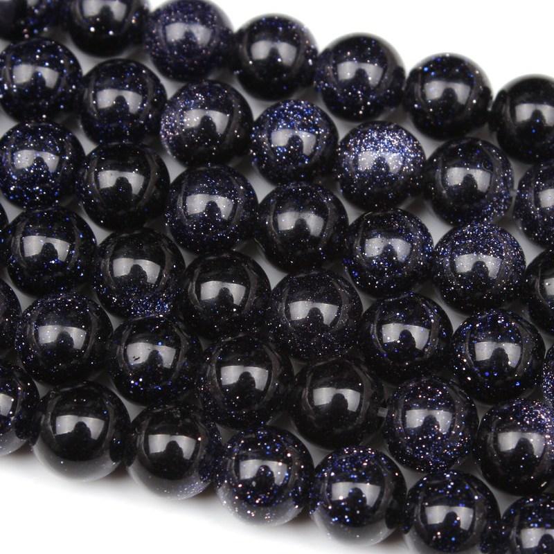 Натуральные свободные бусины-разделители, гладкие круглые бусины с синим песком для изготовления ювелирных изделий