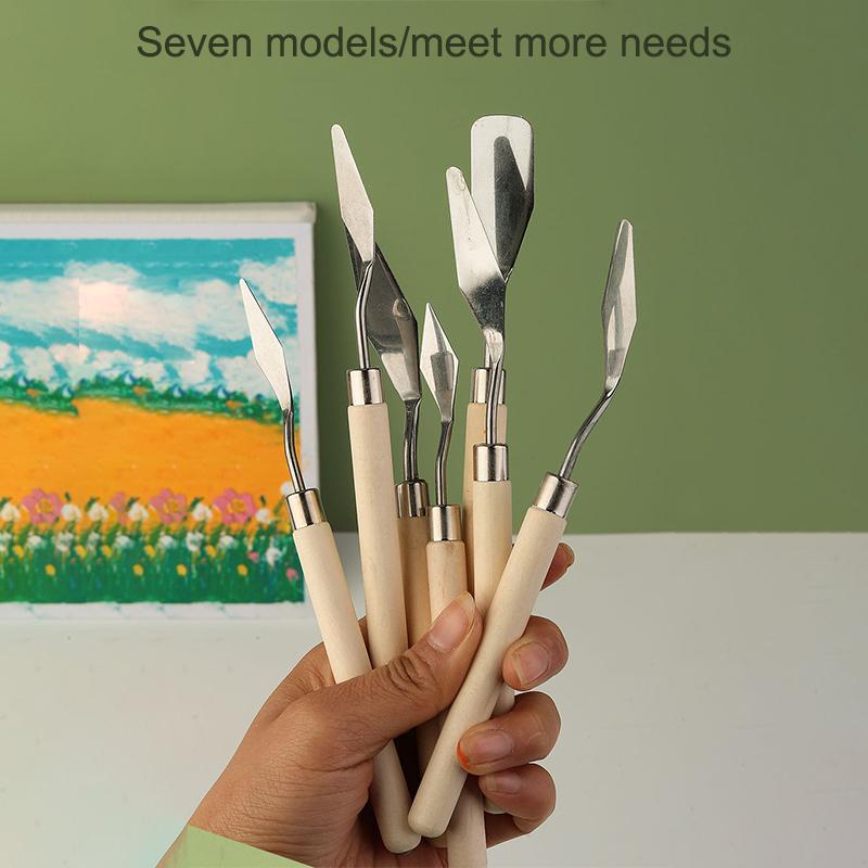 7 шт./набор Ножи для масляной живописи из нержавеющей стали Художественные шпатели Палитровый нож Нож для смешивания масляной краски Скребок Художественные инструменты
