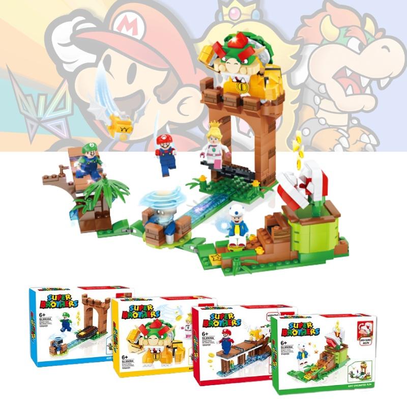 Colorful Super Mario Bros Dolls Luigi Peach Bowser Toad Building Blocks