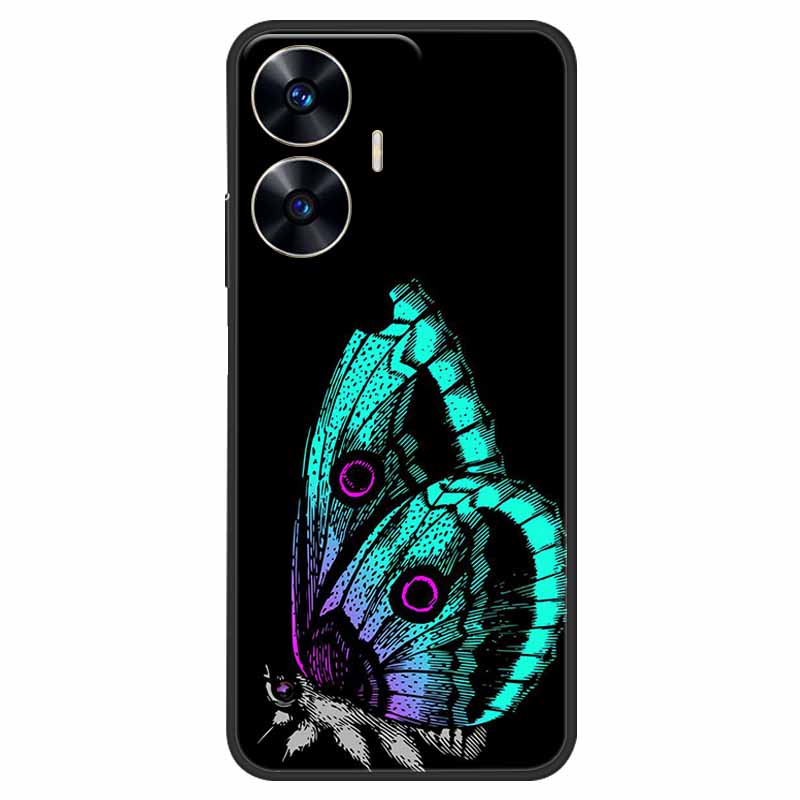 Чехол для телефона Realme C55 Черный Силиконовый Fundas Для Realme C55 RMX3710 ТПУ Мягкая Задняя Панель Coque Звезда Нарисована на RealmeC55 C 55