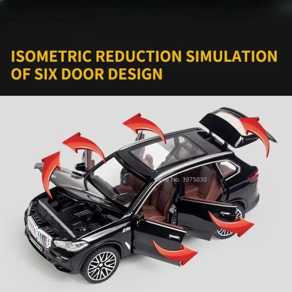 New 1:32 Scale BMW X5 Alloy Car Model Die-cast Toy Light Sound SUV 6 Doors Openable Miniature Vehicle Children's Collection Gift Pickup Ornaments