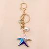 Jewelry Charm Keychain Rhinestones Encrusted Starfish and Conch Shell Pendant Keyring Handbag Accessories for Women