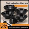 Черная melamine тарелка для лапши с фарфоровым покрытием: Идеально для рисовой лапши, вонтонов, лоосифэня, малатанга - Большой, для коммерческого использования