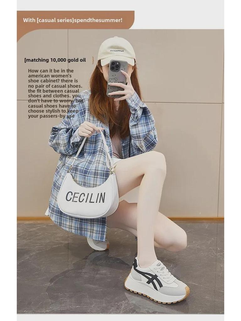 Корейская женская обувь для пап 2025: Кроссовки для бега на каждый день и спорта с толстой подошвой, увеличивающей рост (XFK851)