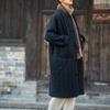 Women Vintage Linen Stand Parkas Solid Color Long Sleeve Warm Coats Button Patchwork Pockets Winter Parkas
