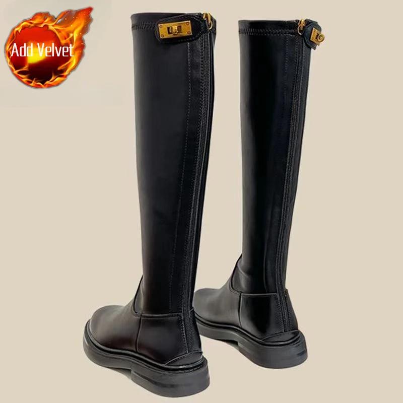 Winter 2024 Large Size Warm Long Boots for Women Round Toe Knee High Shaft Shoes Woman Comfortable and Elegant Hot New Gyaru Y2k