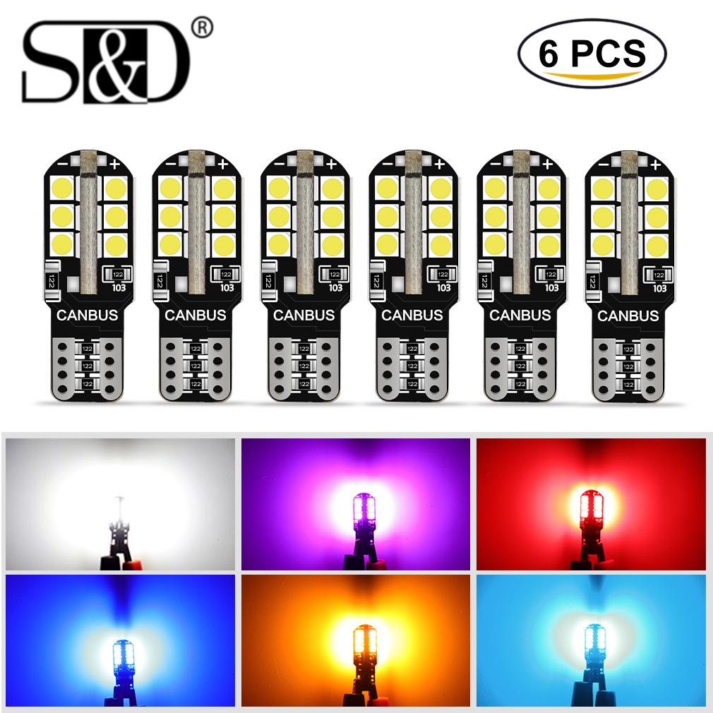6 шт. W5W T10 Led Canbus 168 194 светодиодная лампа 24 SMD автомобильный боковой габаритный фонарь лампа номерного знака белый синий желтый красный розовый 12 В 6000 К