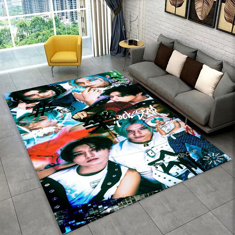 Kpop Stray Kids Music Star Carpet Rug for Playroom Bedroom Living Room Sofa Home Decor,kid Area Rug Non-slip Floor Mat Gift
