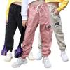 Spring Kids Girls Cotton Sport Pants Casual Camouflage Printed Teenage Girls Cargo Pants Children Trousers Beam Foot Pants Pink