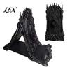Black PLA Desktop Accessory 3D Printed Gothic Rose Phone Stand, Vintage Church Carved Stable Triangular Tablet Stand Holder, Dark Aesthetic