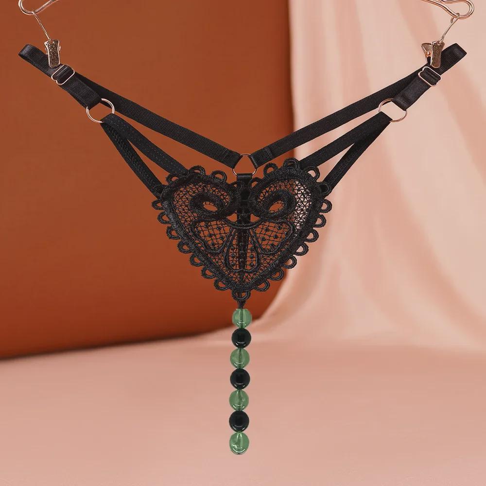 "Светящиеся жемчужные массажные стринги с открытой промежностью для женщин": Сексуальное нижнее белье для ночного клуба"