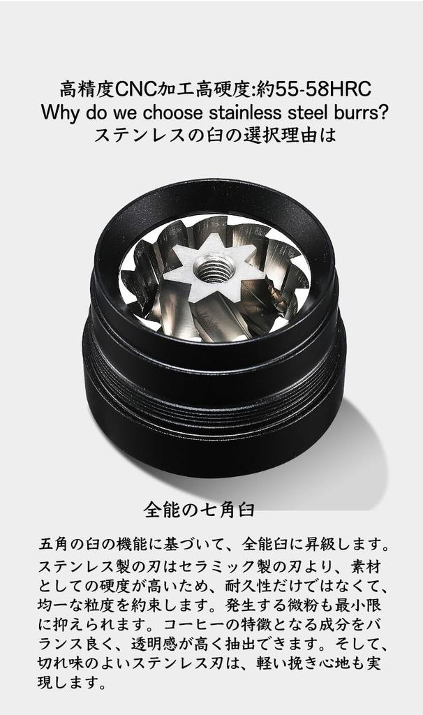 Ручная кофемолка One Bean Mugen X, 7-осевая нержавеющая сталь, цельнометаллическая кофемолка, ручное управление, внешняя регулировка помола,