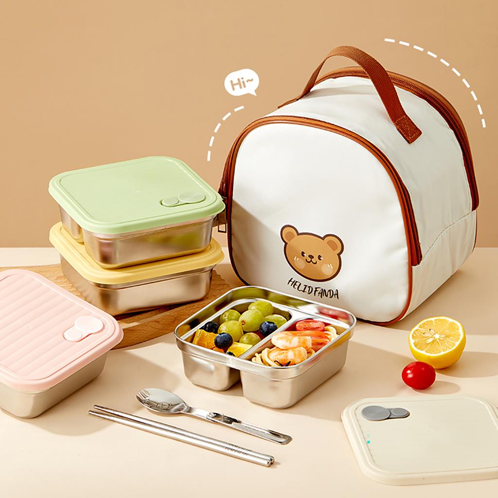 WORTHBUY 304 Stainless Steel Lunch Box With Lid Portable Fruit Salad Food Container Stackable Leak Proof Bento Box For Student