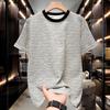 Trendy Summer Breathable Knit Crew Neck T-shirt, Regular Fit, Five-Sleeve, Stylish Daily Wear