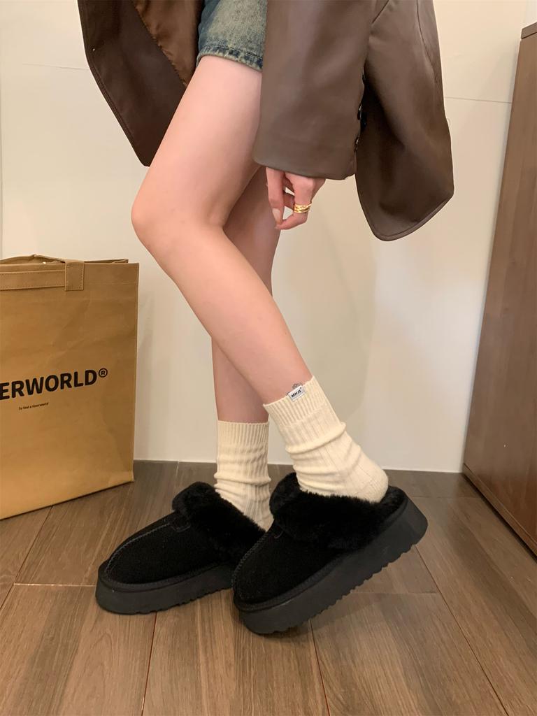 Тапочки женские носят новые зимние меховые интегрированные на толстой подошве с закрытым носком пушистые тапочки плюшевые зимние ботинки хлопковые туфли