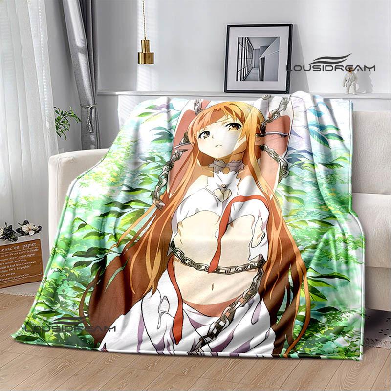 Мультяшные пледы с принтом Sword Art Online Плед для пикника Теплые фланелевые пледы Постельные принадлежности для дома Подарки на день рождения
