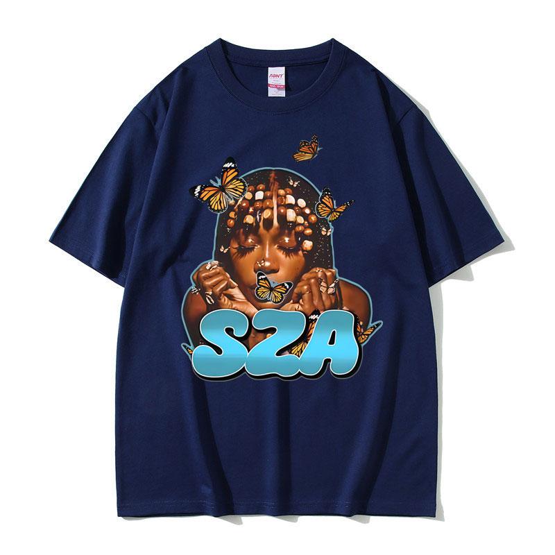 Rapper SZA Butterfly Face Graphic Tshirt Unisex Women Casual Cotton Vintage Tshirts Unisex Hip Hop Fashion Pop Music Tee Shirt