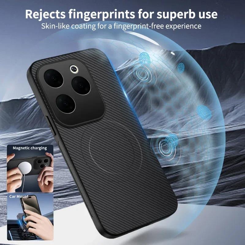 Magnetic Wireless Charging Phone Case For Infinix HOT 40i 40 Pro Hot 50 50I 50 Pro Plus Carbon Fiber Pattern Silicone Cover Case