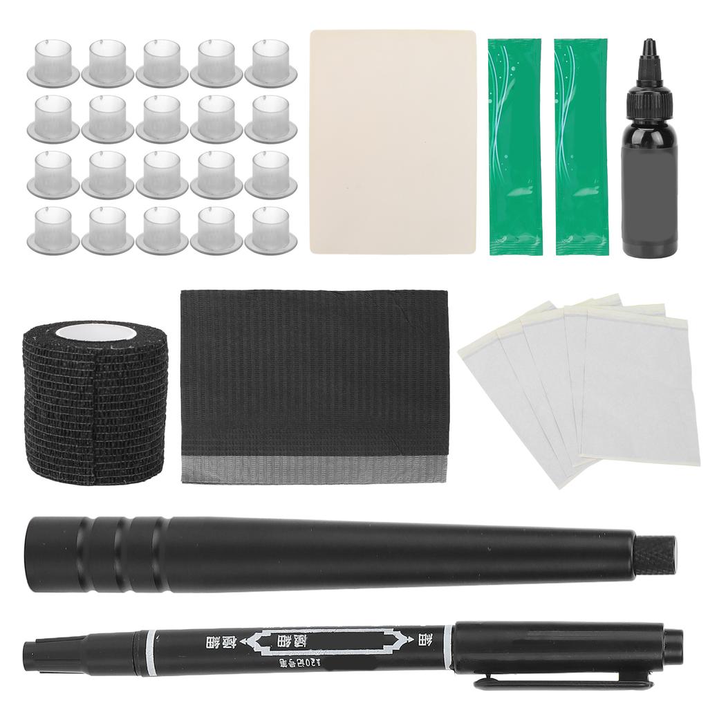 Professional Tattoo Stick Pen Set Aluminium Alloy Beginner Practicing DIY Tattoo Kit Black