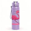 1PC Pink Flamingo Standing Water Print 750ml Color Plastic Sports Water Bottle Leakproof Flip Straw Lid Suitable for Sports Office Home Use