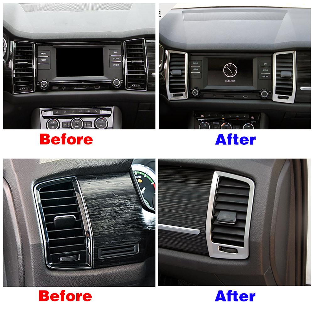 For Skoda Kodiaq 2016- Car Interior Moulding Part Refit Frame Cover Trim Accessories Decoration Modify Matte Silver