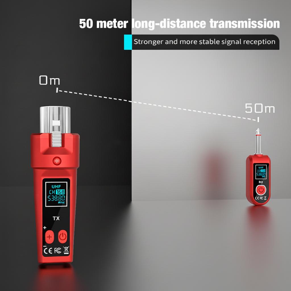 UHF Wireless Converter Dynamic Condenser Universal Recharge XLR Transmitter and Receiver for Mic Audio Mixer Guitar