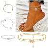Heart-shaped Layered Foot Ankle Bracelet Double Layer Summer Butterfly Anklet Fashionable   Summer