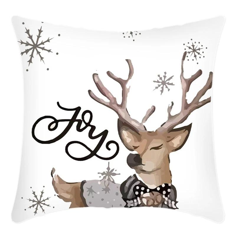 Merry Christmas Pillowcase 45X45Cm Throw Pillowcase Winter Christmas Decorations Home Tree Deer Sofa Cushion Cover New Year