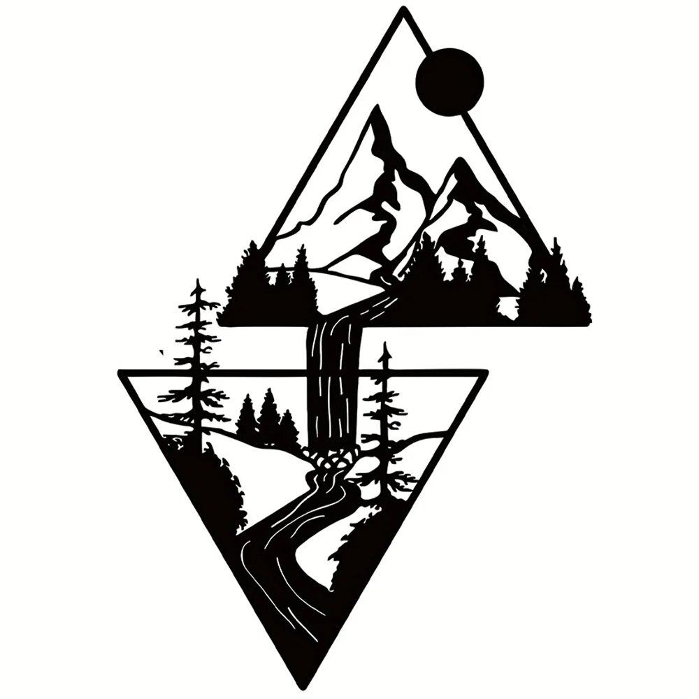 Scenery Theme Decor Wall Art Decorations Mountain Metal Wall Decor Wall Sign Metal Wall Triangle Wall Art for Room