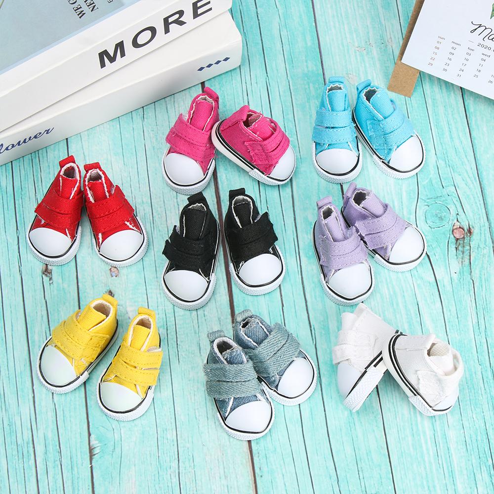 Pair 5cm Length Playing House Handmade Props Mini Sneakers Doll Shoes Toys Accessories Denim Canvas
