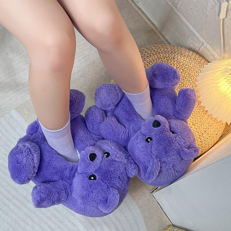 Funny Indoor Slippers Womens Winter Keep Warm Men Shoes Teddy Bear Non-slip Soft Slippes