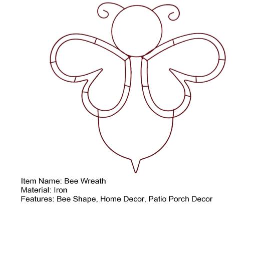Bee Wreath 14 Inch Bee Shape Garland Wire Wreath Frame for Home