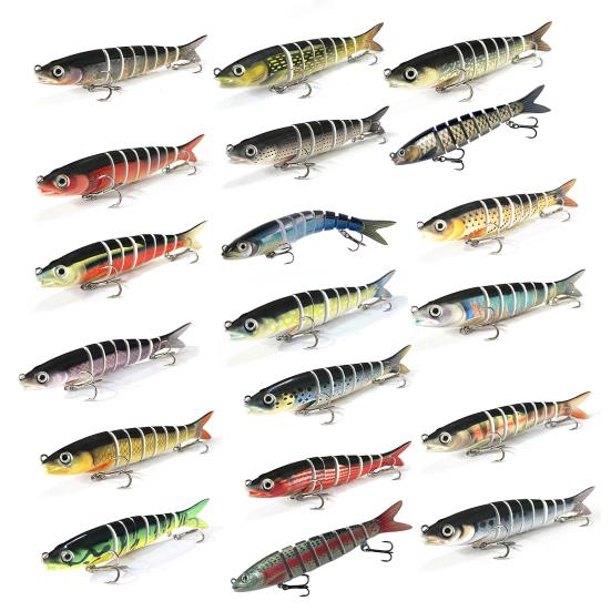 13.5CM/19G Multi-Jointed Fishing Lure with Hooks Slow Sinking 8-Section Swimbait Bionic Hard Artificial Bait Freshwater Saltwater Fishing Accessories