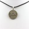 Stones and Minerals. Necklace Canada 5 Cents Coin - Elizabeth II. Black Cord.