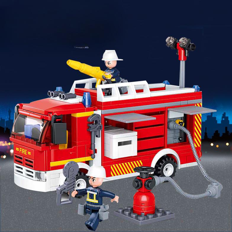 343 шт. городская серия пожарный танкер пожарная машина строительные блоки игрушка в подарок для детей без коробки