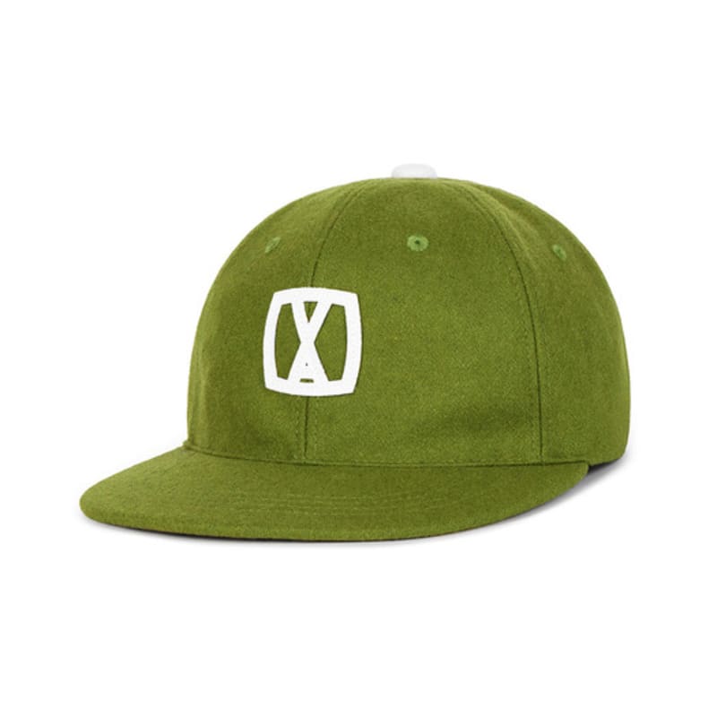 VARZAR VA Square Applique Wool Baseball Cap Olive