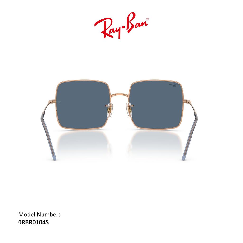 Квадратные Солнцезащитные Очки Ray-Ban, Модель Reverse, Цвет Розовое Золото Темно-Синий, 56мм, 0RBR0104S, Женские.