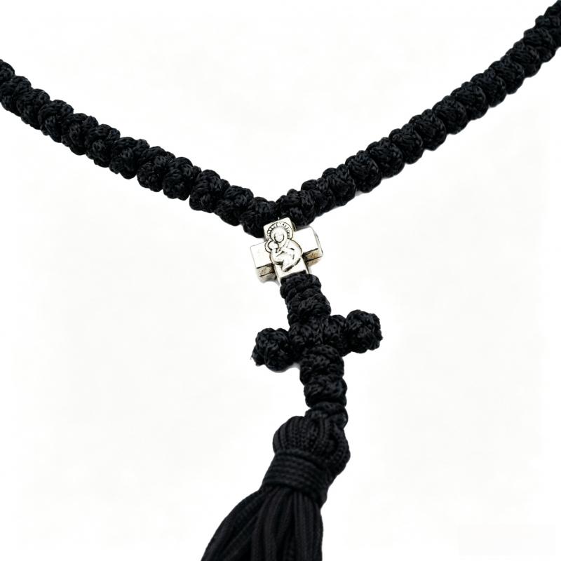 Hand Woven Orthodox Prayer Rosary Necklace Alloy Cross Religious String