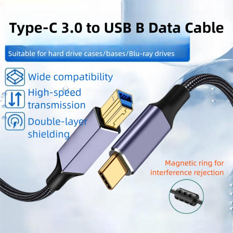 Male to Male USB C to USB B 3.0 Cable Data Transfer Gold Plated Type-C Printer Cable Durable High Speed for Epson/HP/Canon
