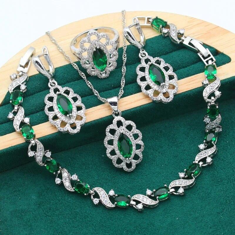 Фиолетовый аметист серебро 925 пробы комплект ювелирных изделий для женщин серьги ожерелье кулон кольцо браслет вечерние подарок на день рождения